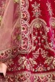 Stylish Rani pink Velvet Wedding Lehenga Choli