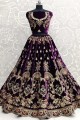 Exquisite Purple Velvet Wedding Lehenga Choli