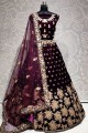 Fascinating Purple Velvet Wedding Lehenga Choli