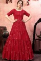 Red Georgette Gown Dress