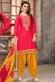 Indian Ethnic Cotton Patiala Suit in Red