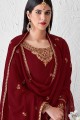 Maroon Palazzo Pant Palazzo Suit in Faux Georgette with Faux Georgette