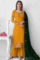 Yellow Palazzo Suit with Faux Georgette