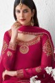 Faux Georgette Palazzo Suit with Faux Georgette in Pink