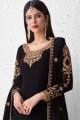 Black Palazzo Suit in Faux Georgette
