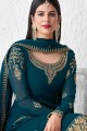 Navy Blue Faux Georgette Palazzo Suit with dupatta
