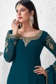 Navy Blue Faux Georgette Palazzo Suit with dupatta