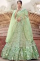 Lehenga Choli in Pista Green Soft Net with Embroidery