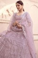 Lehenga Choli in Lilac Soft Net with Embroidery