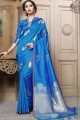 Cotton & Silk Blue Saree in Weaving