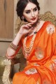 Dazzling Cotton & Silk Orange Saree in Weaving