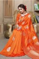 Dazzling Cotton & Silk Orange Saree in Weaving