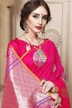 Cotton & Silk Saree in Pink with Weaving