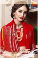 Cotton & Silk Saree in Red with Weaving