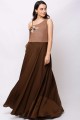 Brown Crepe Gown Dress