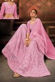 Net Lehenga Choli with Embroidery in Pink