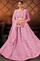 Net Lehenga Choli with Embroidery in Pink