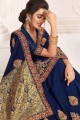 Luring Silk Saree with Embroidered in Navy Blue