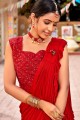 Silk Sequins Red Wedding Saree with Blouse