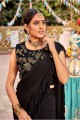 Black Silk Sequins Wedding Saree with Blouse