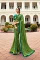 Georgette Saree in Green with Lace Border