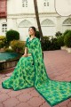 Green Saree with Lace Border Georgette
