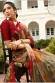 Saree in Brown Georgette with Lace Border