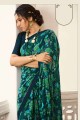 Rama Green Georgette Saree with Lace Border