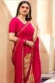 Pink Georgette Lace Border Saree with Blouse