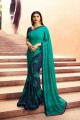 Navy Blue Saree with Lace Border Georgette