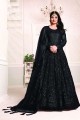 Net Eid Anarkali Suit in Black with dupatta