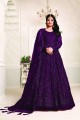 Violet Net Eid Anarkali Suit in Net