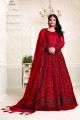 Red Net Eid Anarkali Suit with Net