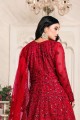 Red Net Eid Anarkali Suit with Net