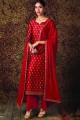 Red Eid Pakistani Suit in Silk with Silk