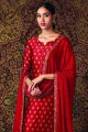 Red Eid Pakistani Suit in Silk with Silk
