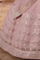 Embroidered Lehenga Choli in Baby Pink Silk and Dupatta