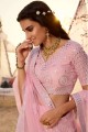 Embroidered Lehenga Choli in Baby Pink Silk