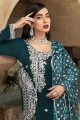 Aqua Green Faux Georgette Faux Georgette Eid Pakistani Suit