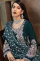 Aqua Green Faux Georgette Faux Georgette Eid Pakistani Suit