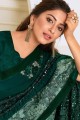 Embroidered Lycra Dark Green Wedding Saree Blouse
