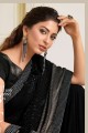 Lycra Wedding Saree in Black with Embroidered
