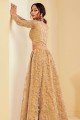Net Lehenga Choli in Golden with Embroidery
