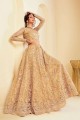 Net Lehenga Choli in Golden with Embroidery