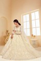 Lehenga Choli in Off White Net with Embroidery