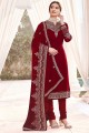  Maroon Faux Georgette Faux Georgette Churidar Eid Pakistani Suit