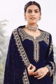 Navy Blue Eid Pakistani Suit in Faux Georgette with Faux Georgette