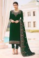  Green Faux Georgette Churidar Eid Pakistani Suit with Faux Georgette
