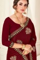 Splendid Saree in Maroon Silk with Embroidered