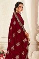 Splendid Saree in Maroon Silk with Embroidered